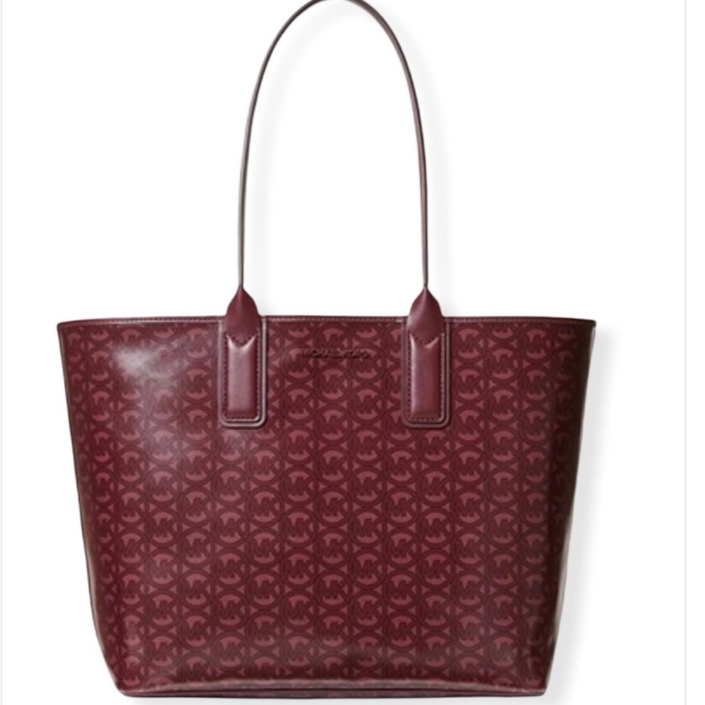 MICHAEL KORS Jodie Large Logo Jacquard Tote Bag Shoulder Tote Merlot
